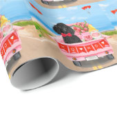 Papier Cadeau Poodle Chien Saint-Valentin Coeurs de Camion (Coin rond)