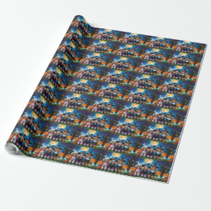 Papier Cadeau Poodle Chiens Citrouille Halloween drôle