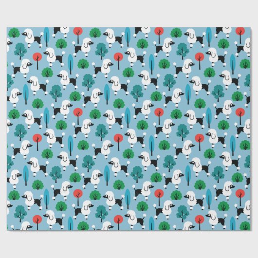 Papier Cadeau Poodle dans le parc Papier d'enveloppement (Plat)