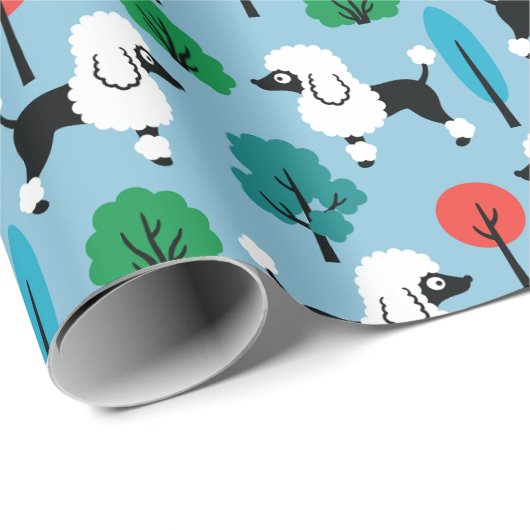 Papier Cadeau Poodle dans le parc Papier d'enveloppement (Coin rond)