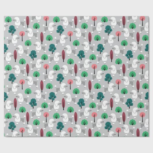 Papier Cadeau Poodle dans le parc Papier d'enveloppement (Plat)