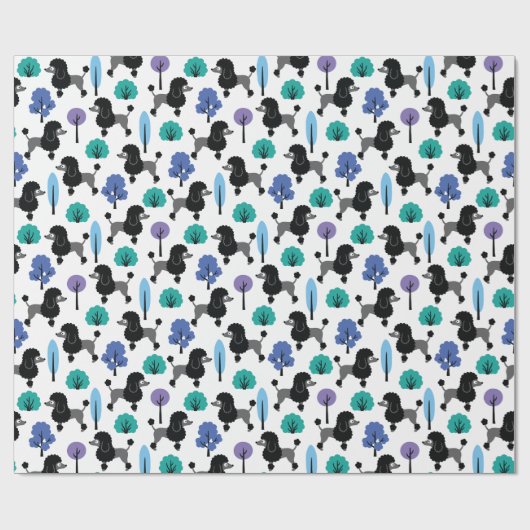 Papier Cadeau Poodle dans le parc Papier d'enveloppement (Plat)