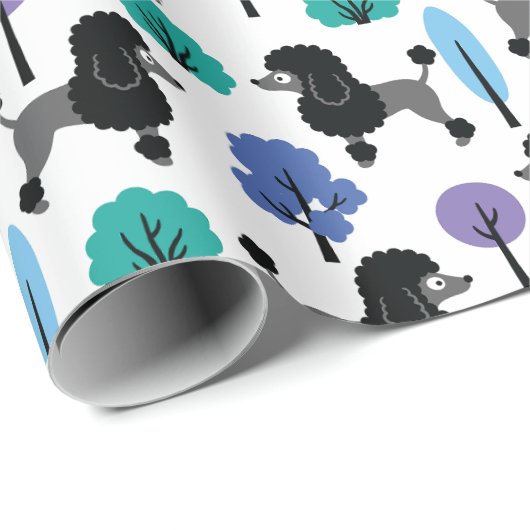 Papier Cadeau Poodle dans le parc Papier d'enveloppement (Coin rond)