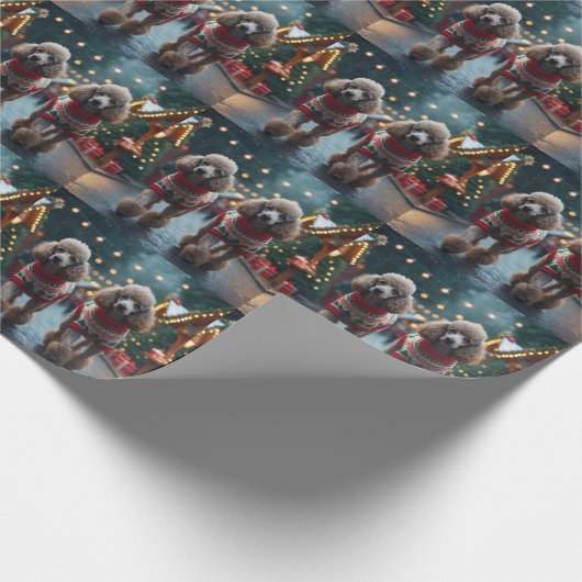 Papier Cadeau Poodle Dogs Christmas Snow Holiday (Coin)