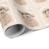 Papier Cadeau Poodle Miniature Toy Apricot Crème Chien Brown Art (Coin rond)