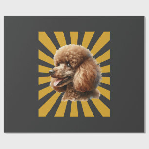 Papier Cadeau Poodle Standard Brun Rétro Soleil Couchant