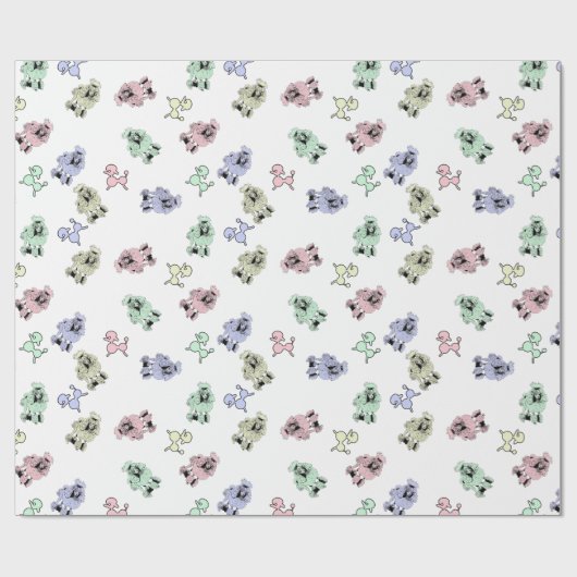 Papier Cadeau Poodles Pastel (Plat)