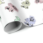 Papier Cadeau Poodles Pastel (Coin rond)