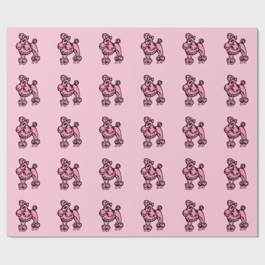 Papier Cadeau Poodles roses Envelopper le papier (Plat)