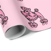 Papier Cadeau Poodles roses Envelopper le papier (Coin rond)