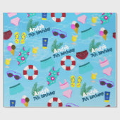 Papier Cadeau Pool fête d'anniversaire active (Plat)