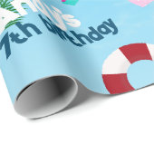 Papier Cadeau Pool fête d'anniversaire active (Coin rond)