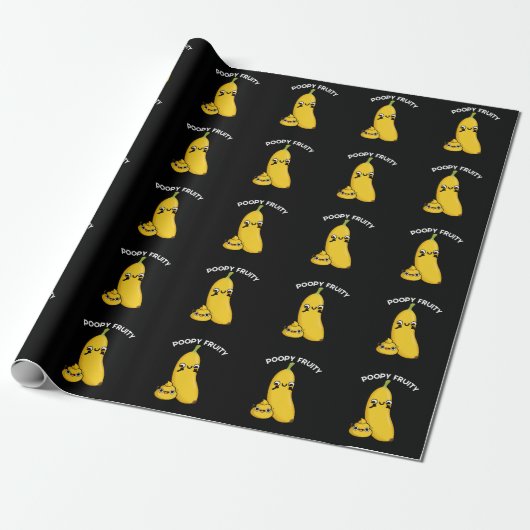 Papier Cadeau Poopy Fruit Funny Fruit Banana Pun Dark BG (Déroulé)