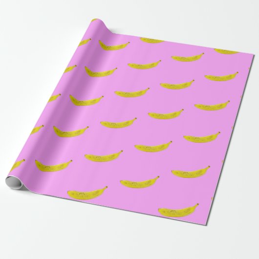 Papier Cadeau Pop Art Banana en jaune (Déroulé)