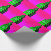 Papier Cadeau Pop Art Big Ben Londres Voyage rose Vert (Coin)