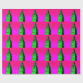 Papier Cadeau Pop Art Big Ben Londres Voyage rose Vert (Plat)