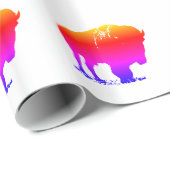 Papier Cadeau Pop Art Bison Buffalo (Coin rond)