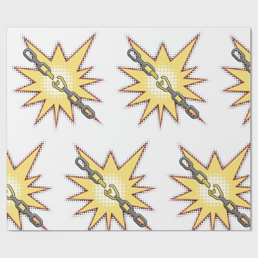 Papier Cadeau Pop Art Broken Chain Explosion Bold Comic Style (Plat)