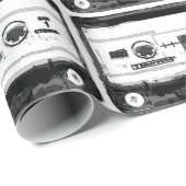 Papier Cadeau Pop Art Cassette Rétro (Coin rond)