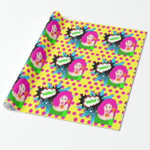 Papier Cadeau Pop Art Girl sur téléphone