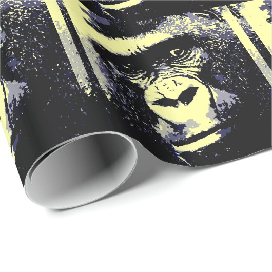 Papier Cadeau Pop Art Gorilla Papier d'enveloppement de Noël (Coin rond)
