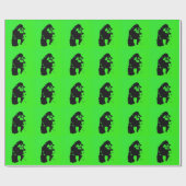 Papier Cadeau Pop Art Gorilla Vert Noir Noël (Plat)