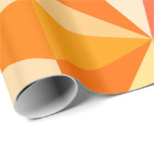 Papier Cadeau Pop Art Modern 60s Funky Geometry Rays in Orange (Coin rond)