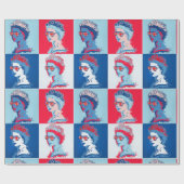 Papier Cadeau Pop art Moderne HM Queen avec lunettes Union Jack  (Plat)