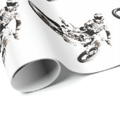 Papier Cadeau Pop Art Motocross Motorcyle Sport (Coin rond)