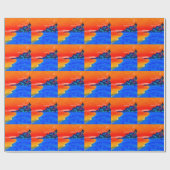 Papier Cadeau Pop Art Plage Exotique Palmiers (Plat)