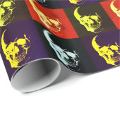 Papier Cadeau Pop Art Skull Retro Style 1974 (Coin rond)