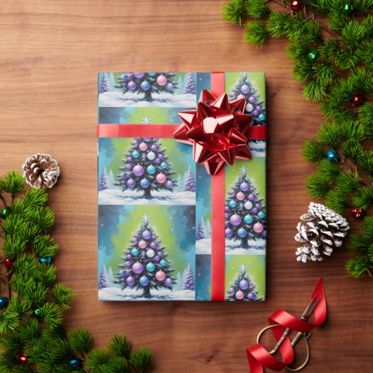 Papier Cadeau Pop Art Synthwave Noël avec Acid Green Violet (Cadeau de vacances)