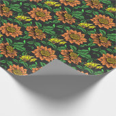 Papier Cadeau Pop Fleurs Lumineuses de l'Arrière - plan noir (Coin)