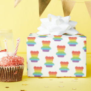 Papier Cadeau Pop It ! Anniversaire arc-en-ciel