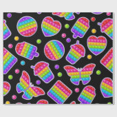 Papier Cadeau Pop it Rainbow Papillons et Coeurs Anniversaire (Plat)