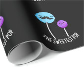 Papier Cadeau Pop le plus doux amusant Lollipop Pun Dark BG (Coin rond)
