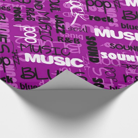 Papier Cadeau Pop Roche Rose R & B Musique Texte Enveloppement P (Coin)