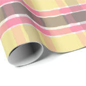 Papier Cadeau Popcorn Bubblegum jaune Café rose Brown Plaid (Coin rond)
