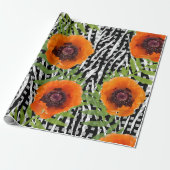 Papier Cadeau Poppies avec Motifs noirs et blancs (Déroulé)