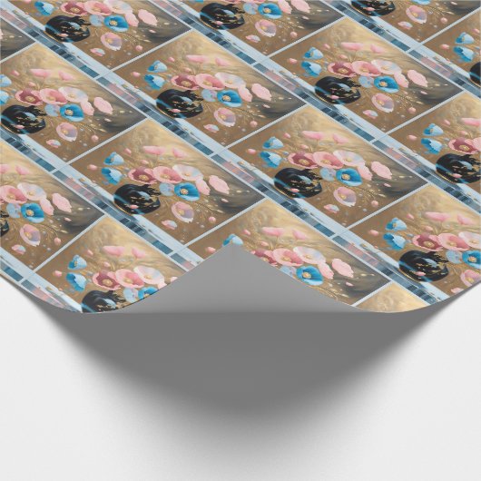 Papier Cadeau Poppies Dans Vase Noir (Coin)