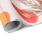 Papier Cadeau Poppies Flowers Seamless Pattern on a Beige Backgr (Coin rond)