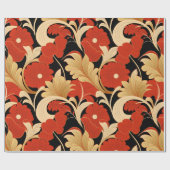 Papier Cadeau Poppies rouges Art déco (Plat)