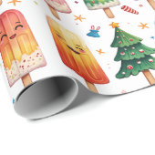 Papier Cadeau Popsicle de Noël (Coin rond)