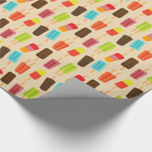 Papier Cadeau Popsicles amusants et colorés Retro Motif