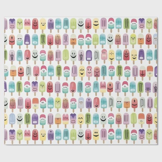 Papier Cadeau Popsicles souriants (Plat)