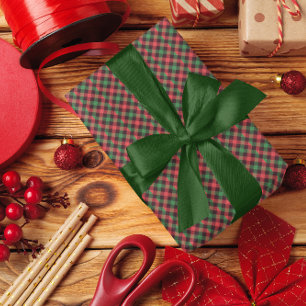 Papier Cadeau Populaire Tendance Rouge Vert Noir Plaid