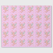 Papier Cadeau Porc de vol et coeurs roses (Plat)