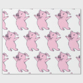 Papier Cadeau Porc rose heureux sautant Thunder_Cove (Plat)