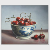 Papier Cadeau Porcelaine Bleue & Cerises (Plat)