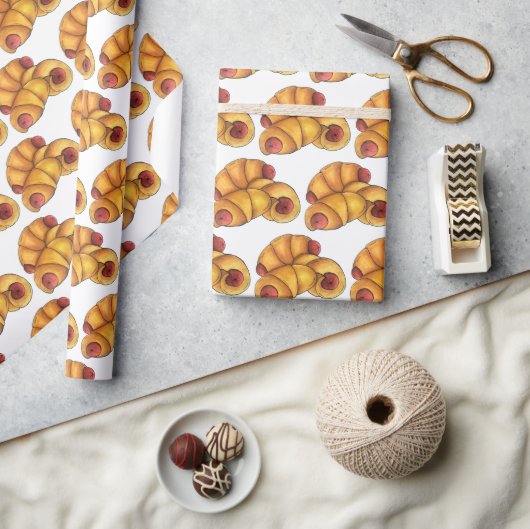 Papier Cadeau Porcs dans une couverture Croissant Rouleau Hot Ch (Artisanat)